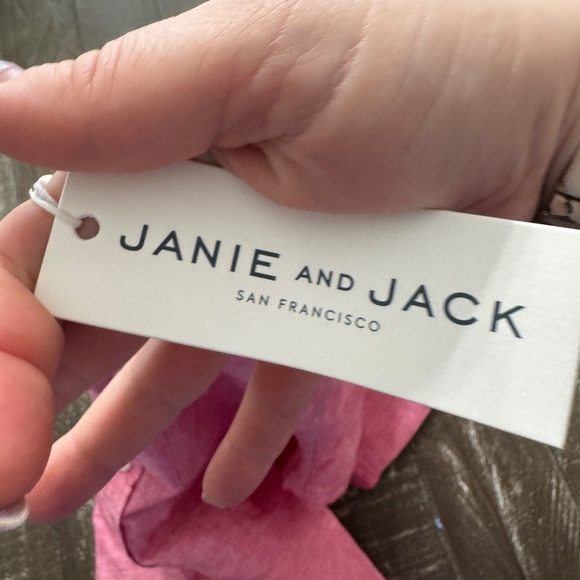 JANIE AND JACK NWT Red/Pink Linen Cotton Blend Boys Button Down Shirt Size 6 - Picture 5 of 6